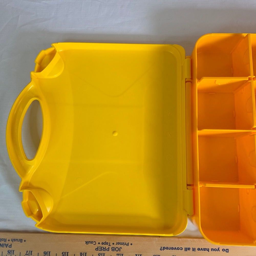 LEGO Yellow Plastic Storage Carrying Case Organizer with Red Latches Handle - Picture 6 of 16